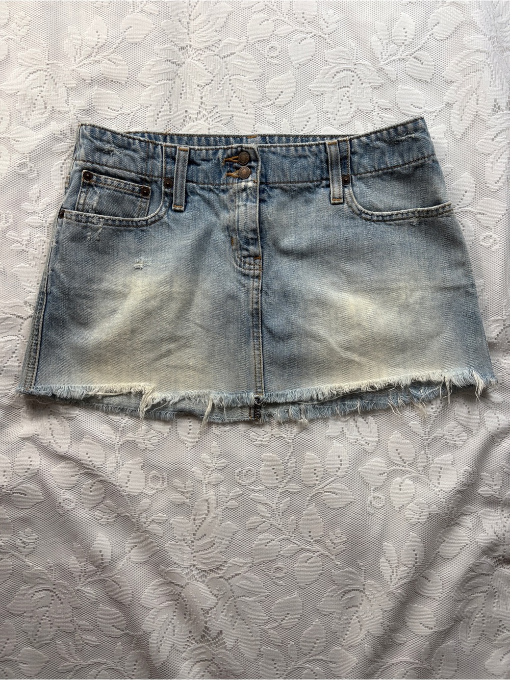 Abercrombie & Fitch Y2K Distressed Denim Micro Mini Skirt Size 4